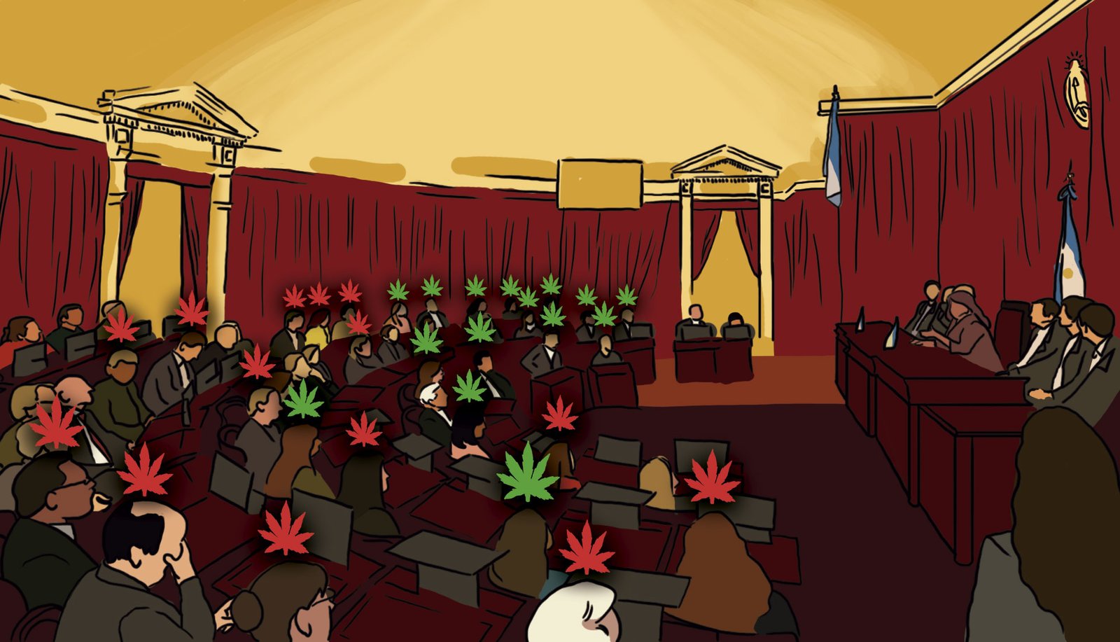 Ilustración de Nat Benedetich sobre la votación de leyes sobre la marihuana