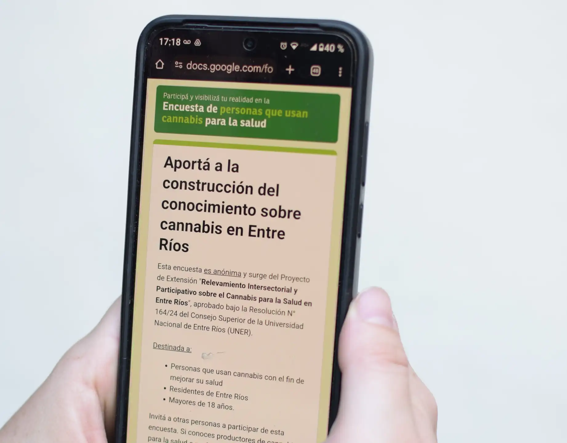 presentación de los datos del relevamiento cannabis entre ríos